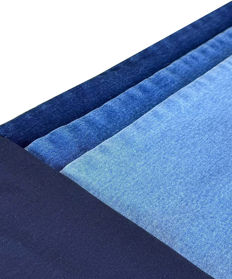 -241137#Indigo/Black-4/1 Satin-12.7oz-Stretch-Lyocell-Cold feeling-denim fabric#50050
